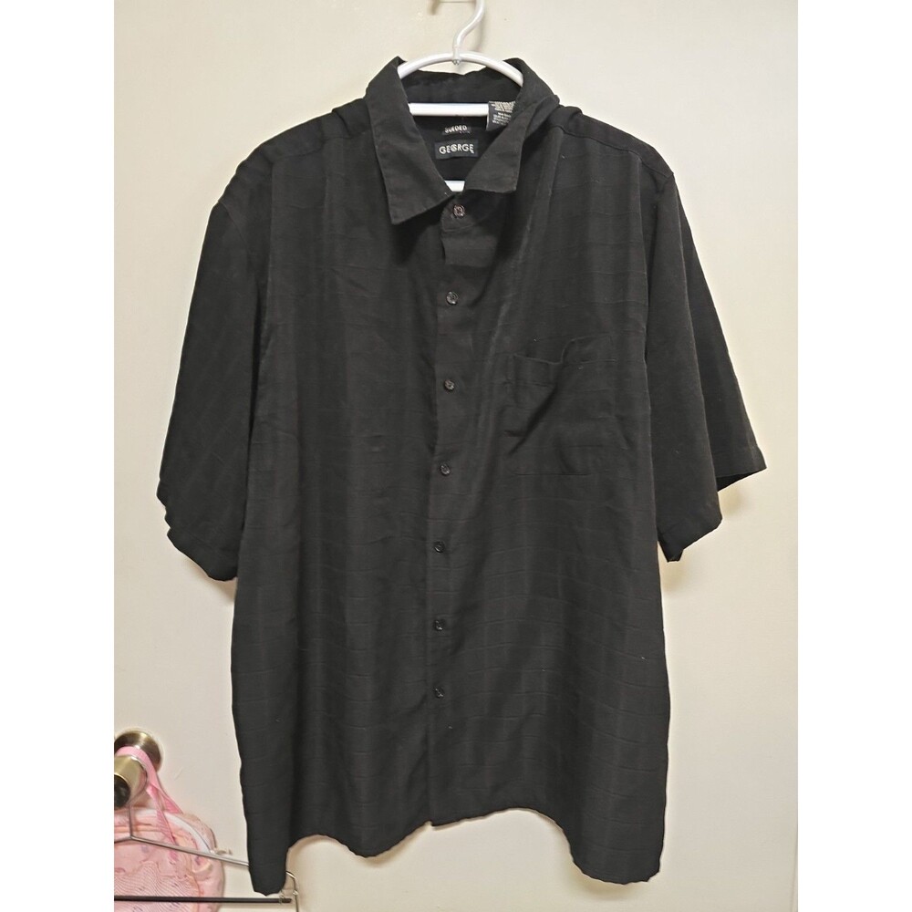 **MEN'S GEORGE SUEDED BLACK CHECKED BUTTON DOWN SHIRT  3XL 54/56
